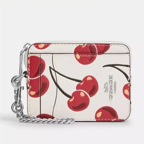 ❤️❤️❤️Coach zip card case with cherry print/silver tone hardware ❤️❤️❤️ - Picture 1 of 12